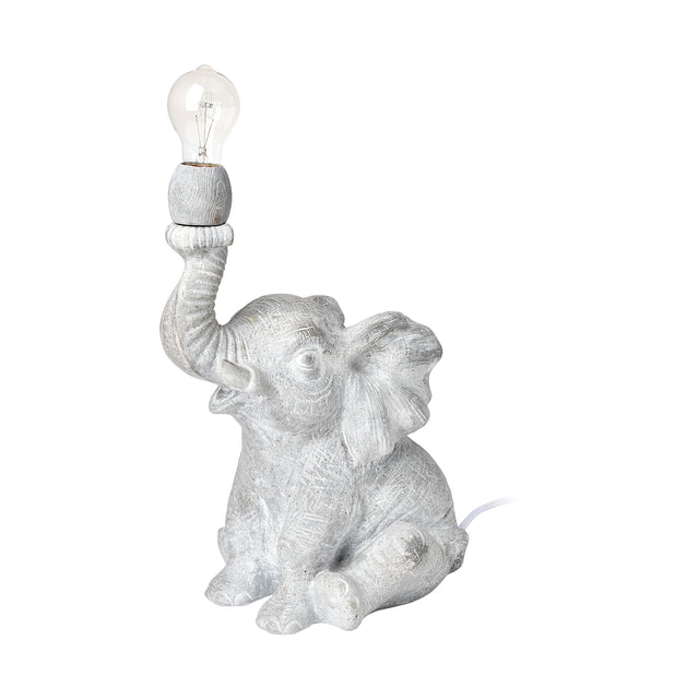 Tantor Gray Resin Elephant Calf Table Lamp - Ornate Home