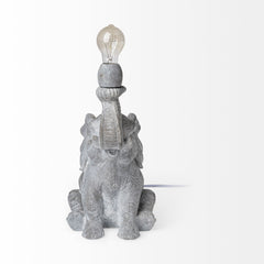 Tantor Gray Resin Elephant Calf Table Lamp - Ornate Home