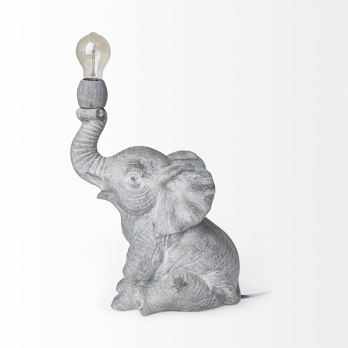 Tantor Gray Resin Elephant Calf Table Lamp - Ornate Home