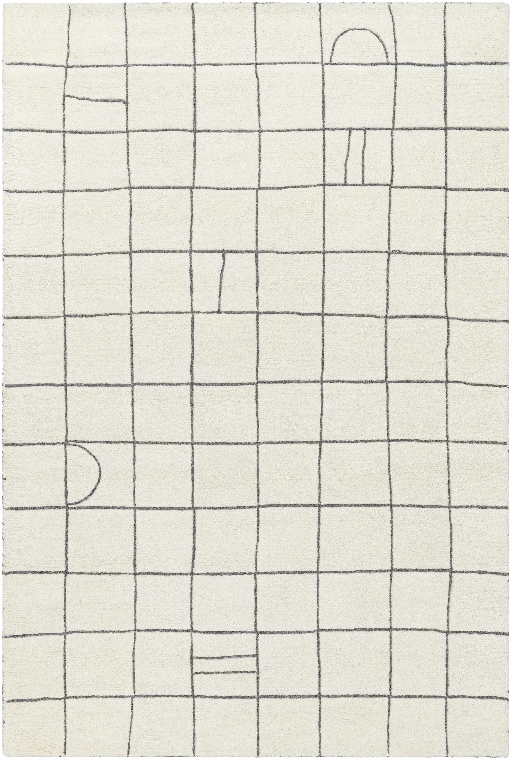 Tanya Pearl White Grid Wool Rug - Clearance - Ornate Home