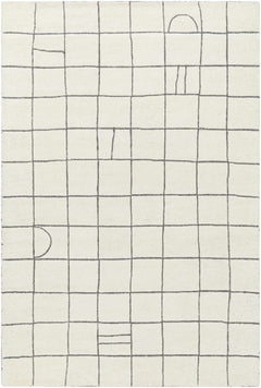 Tanya Pearl White Grid Wool Rug - Clearance - Ornate Home