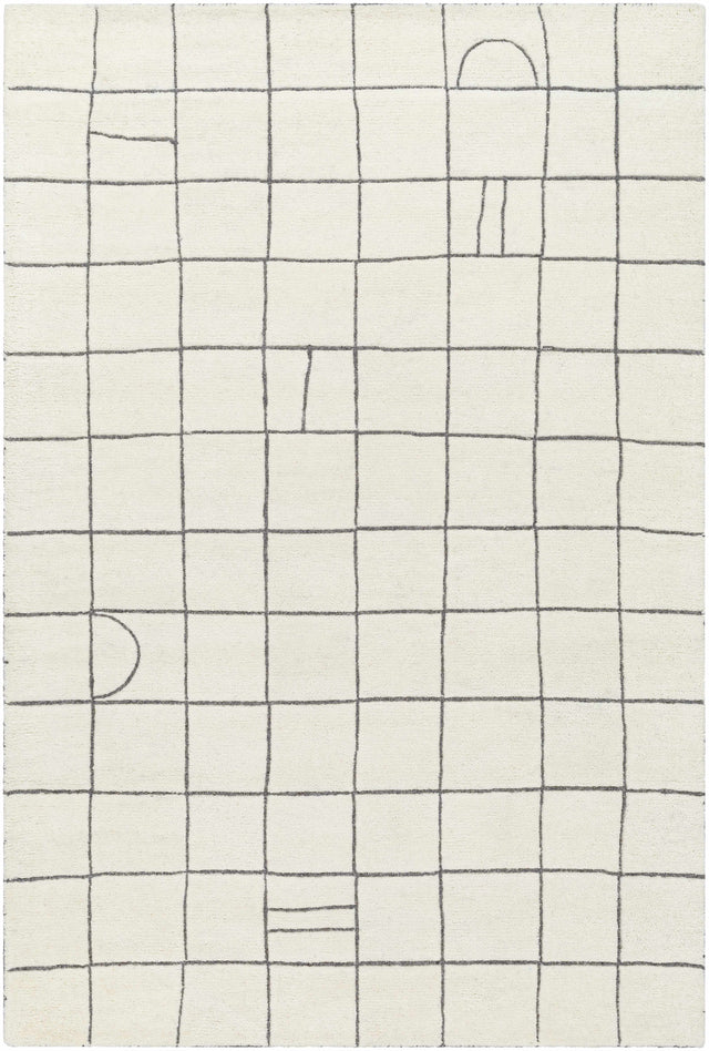 Tanya Pearl White Grid Wool Rug - Clearance - Ornate Home