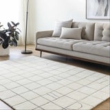 Tanya Pearl White Grid Wool Rug - Clearance - Ornate Home