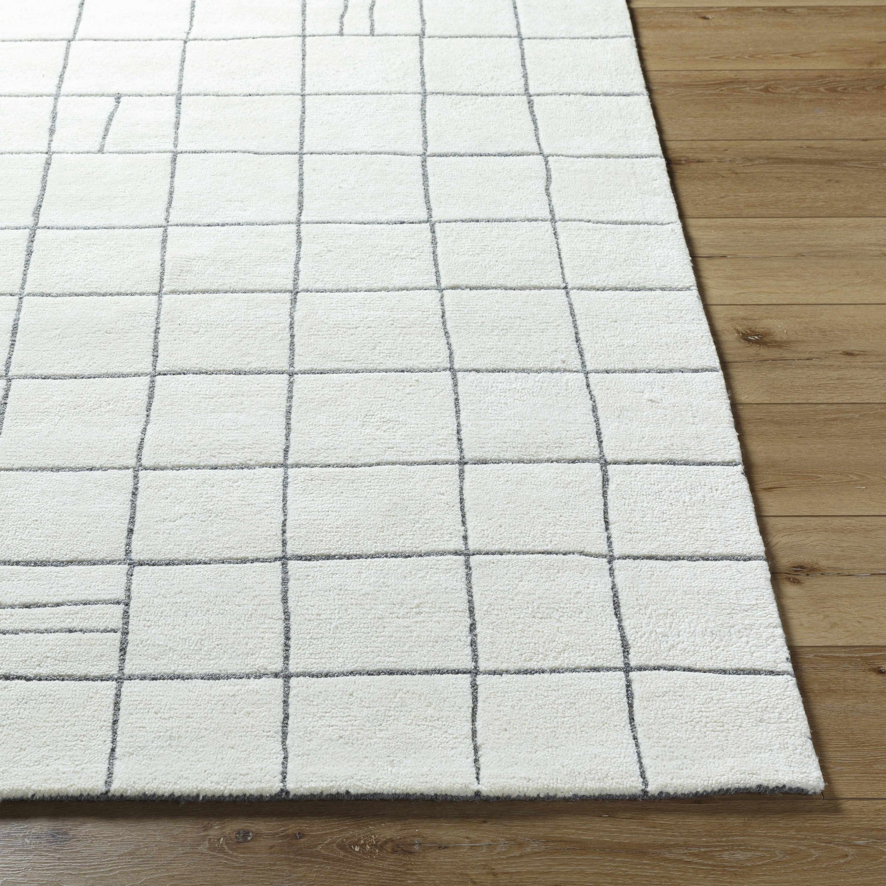 Tanya Pearl White Grid Wool Rug - Clearance - Ornate Home