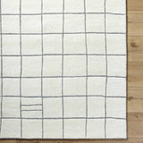 Tanya Pearl White Grid Wool Rug - Clearance - Ornate Home