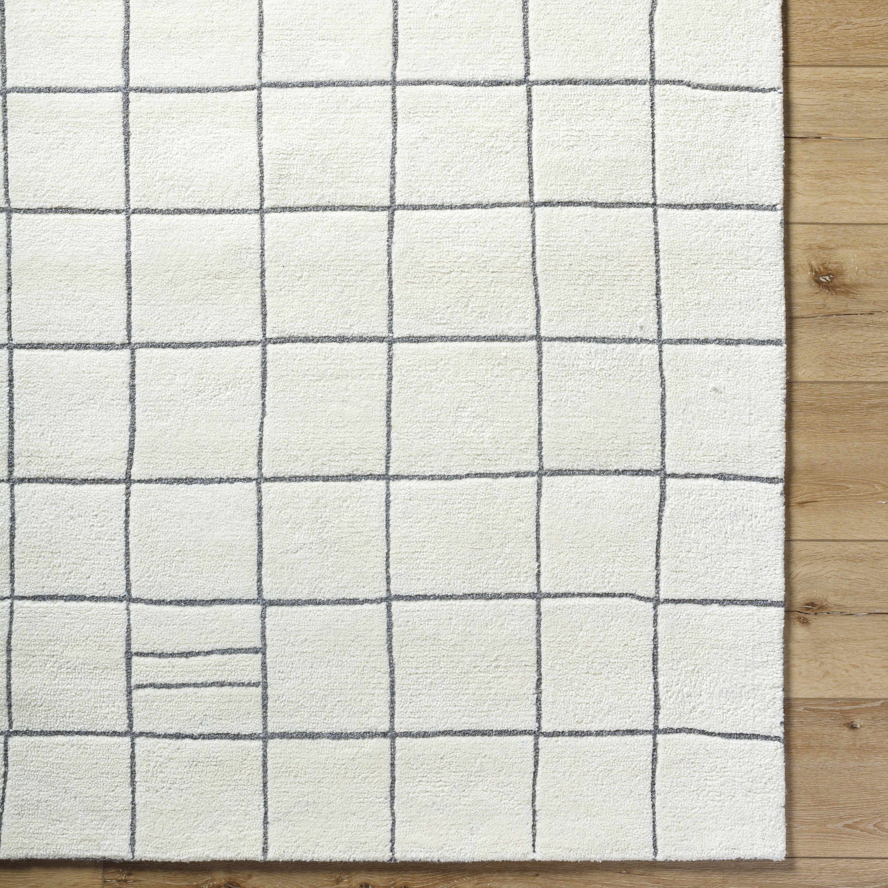 Tanya Pearl White Grid Wool Rug - Clearance - Ornate Home