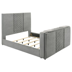 Tara Grey 61-inch Upholstered Eastern King Panel TV Bed - Ornate Home