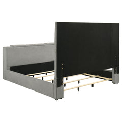 Tara Grey 61-inch Upholstered Eastern King Panel TV Bed - Ornate Home