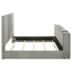 Tara Grey 61-inch Upholstered Eastern King Panel TV Bed - Ornate Home
