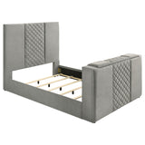Tara Grey 61-inch Upholstered Queen Panel TV Bed - Ornate Home