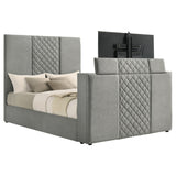 Tara Grey 61-inch Upholstered Queen Panel TV Bed - Ornate Home