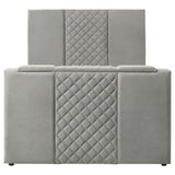 Tara Grey 61-inch Upholstered Queen Panel TV Bed - Ornate Home