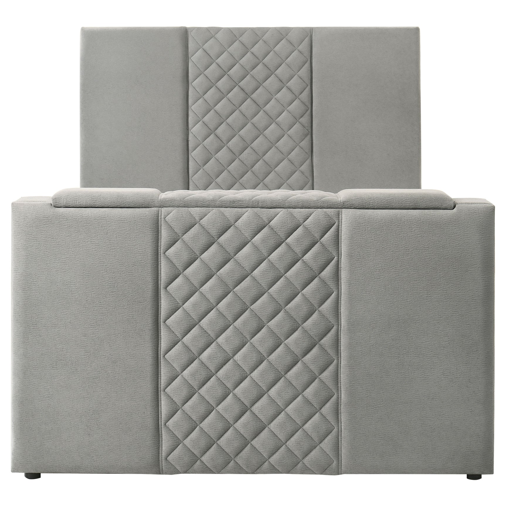 Tara Grey 61-inch Upholstered Queen Panel TV Bed - Ornate Home