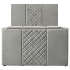 Tara Grey 61-inch Upholstered Queen Panel TV Bed - Ornate Home