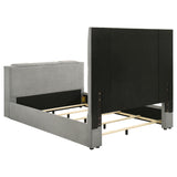 Tara Grey 61-inch Upholstered Queen Panel TV Bed - Ornate Home