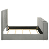 Tara Grey 61-inch Upholstered Queen Panel TV Bed - Ornate Home