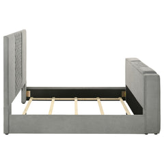 Tara Grey 61-inch Upholstered Queen Panel TV Bed - Ornate Home
