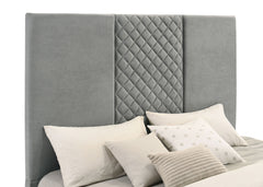 Tara Grey 61-inch Upholstered Queen Panel TV Bed - Ornate Home