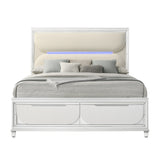 Tarian White Ek Bed W/Led & Storage - Ornate Home
