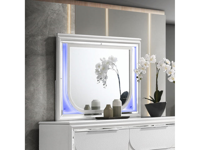 Tarian White Mirror W/Led - Ornate Home
