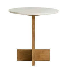 Tarin Natural Acacia Wood and Marble Side Table - Ornate Home
