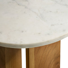 Tarin Natural Acacia Wood and Marble Side Table - Ornate Home