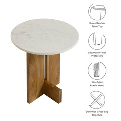 Tarin Natural Acacia Wood and Marble Side Table - Ornate Home