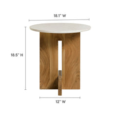 Tarin Natural Acacia Wood and Marble Side Table - Ornate Home