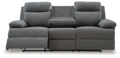 Tarrant Charcoal Reclining Sofa with Drop Down Table - Ornate Home