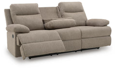 Tarrant Mocha Reclining Sofa with Drop Down Table - Ornate Home