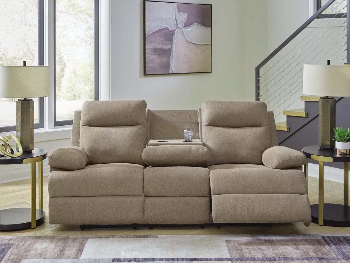 Tarrant Mocha Reclining Sofa with Drop Down Table - Ornate Home