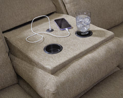 Tarrant Mocha Reclining Sofa with Drop Down Table - Ornate Home