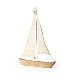 Tartane Brown/Cream Large Nautical Inspired Sailboat - Ornate Home