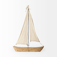 Tartane Brown/Cream Large Nautical Inspired Sailboat - Ornate Home