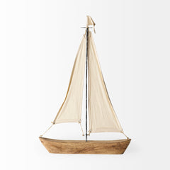 Tartane Brown/Cream Large Nautical Inspired Sailboat - Ornate Home