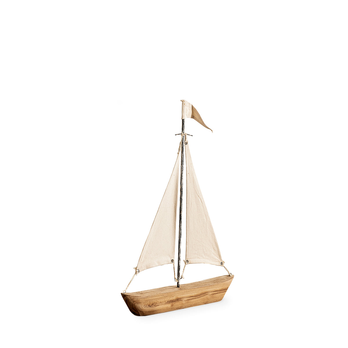 Tartane Brown/Cream Small Nautical Inspired Sailboat - Ornate Home