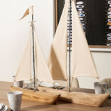 Tartane Brown/Cream Small Nautical Inspired Sailboat - Ornate Home