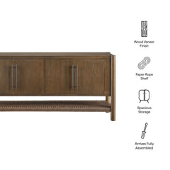 Taschen Walnut/Brown 4-Door Wood Sideboard Cabinet - Ornate Home