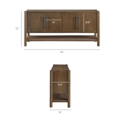 Taschen Walnut/Brown 4-Door Wood Sideboard Cabinet - Ornate Home