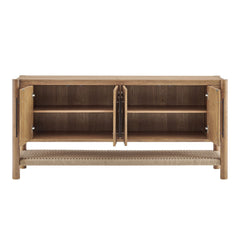 Taschen Weathered Oak/Natural 4-Door Wood Sideboard Cabinet - Ornate Home