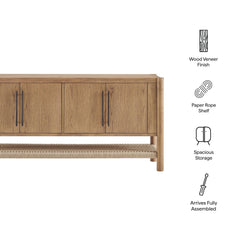 Taschen Weathered Oak/Natural 4-Door Wood Sideboard Cabinet - Ornate Home