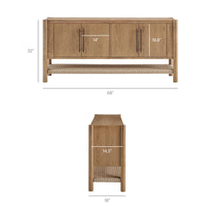Taschen Weathered Oak/Natural 4-Door Wood Sideboard Cabinet - Ornate Home