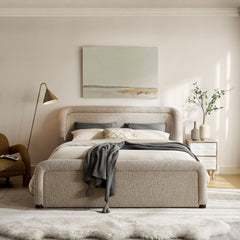 Tasmin Linen King Upholstered Fabric Platform Bed - Ornate Home