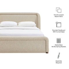 Tasmin Linen King Upholstered Fabric Platform Bed - Ornate Home