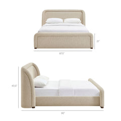 Tasmin Linen King Upholstered Fabric Platform Bed - Ornate Home