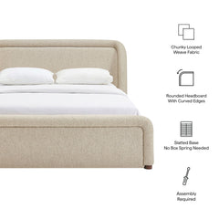 Tasmin Linen Queen Upholstered Fabric Platform Bed - Ornate Home