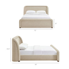 Tasmin Linen Queen Upholstered Fabric Platform Bed - Ornate Home