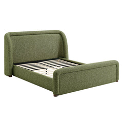 Tasmin Olive King Upholstered Fabric Platform Bed - Ornate Home