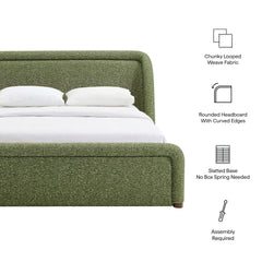 Tasmin Olive King Upholstered Fabric Platform Bed - Ornate Home