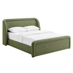 Tasmin Olive Queen Upholstered Fabric Platform Bed - Ornate Home